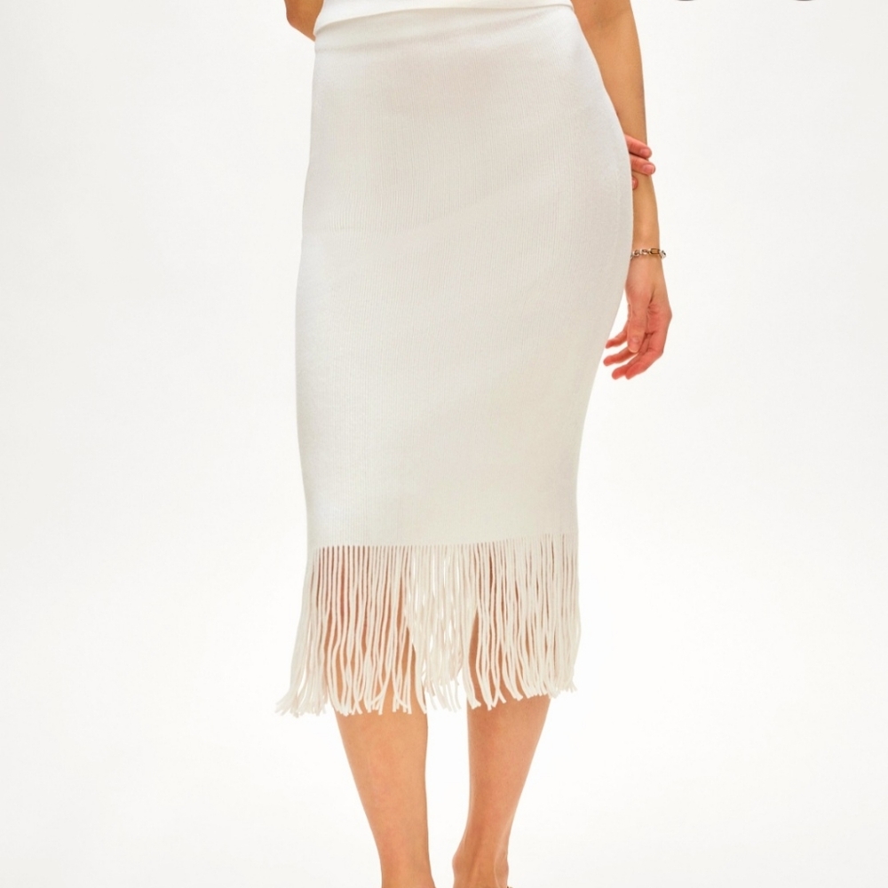 Western Knit Fringe Skirt